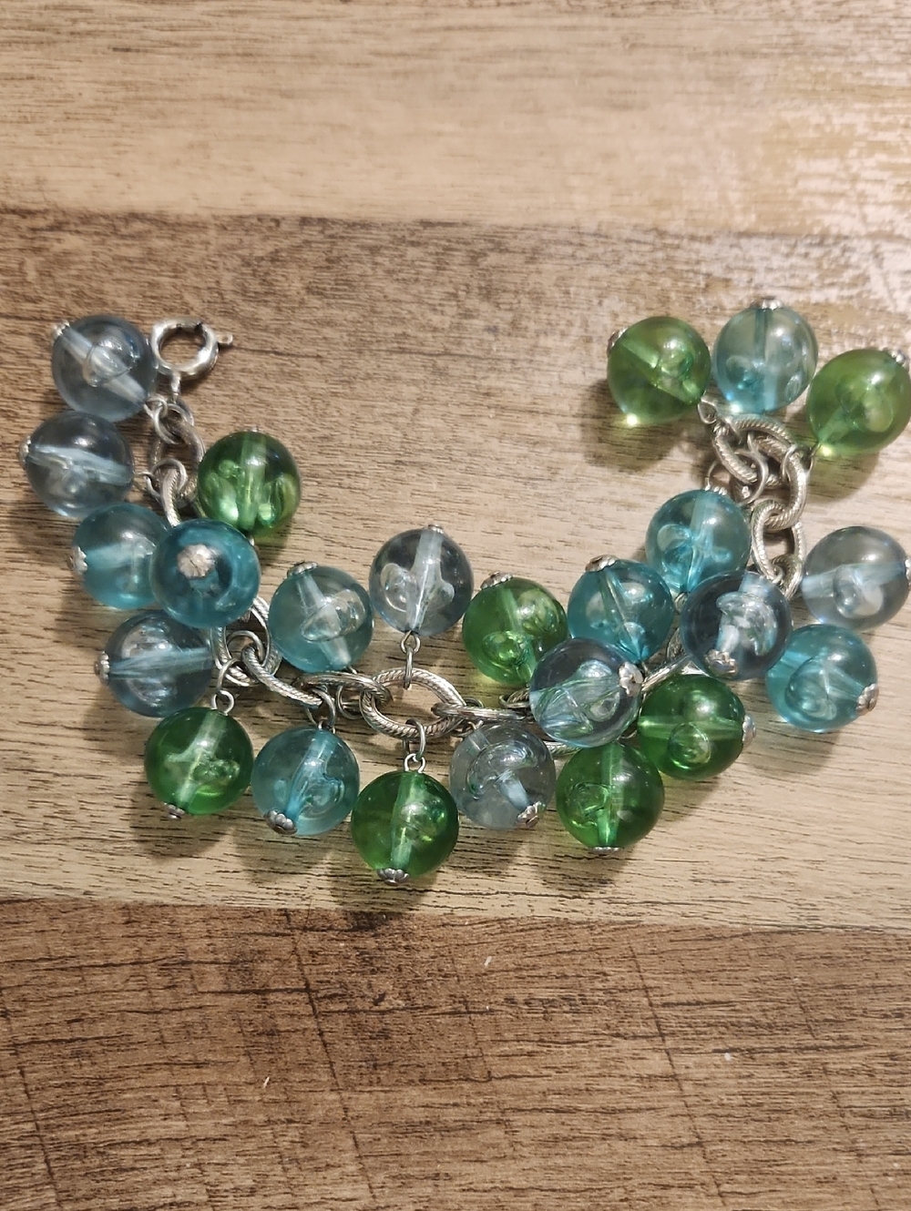 Bubble Bead Charm Bracelet - Green & Teal